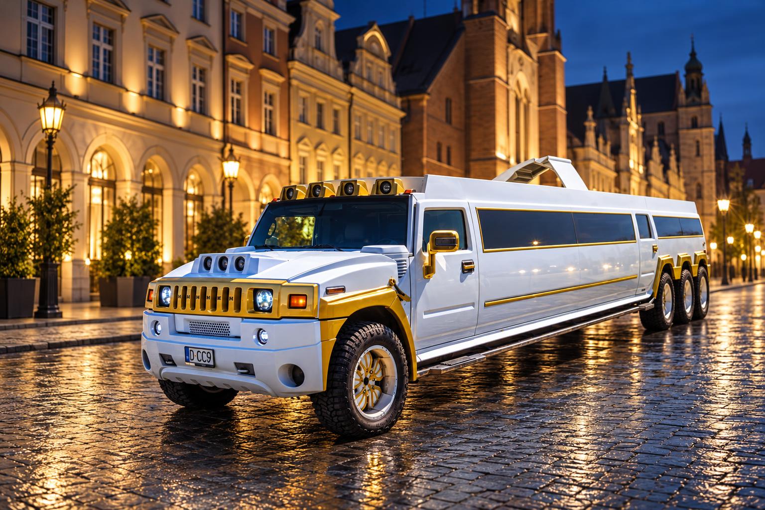 Biało-Złoty Hummer VIP – Limuzyna dla 24 Osób — limuzyna do wynajęcia